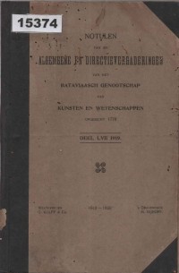 Image of Notulen van de Algemeene en Directievergaderingen van het Bataviaasch Genootschap van Kunsten en Wetenschappen; Risalah Rapat Umum dan Direksi Bataviaasch Genootschap van Kunsten en Wetenschappen