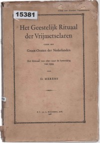 Image of Het Geestelijk Rituaal der Vrijmetselaren; Ritual Spiritual Freemason