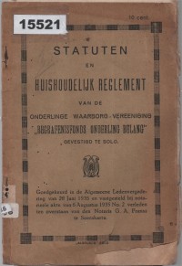 Image of Statuten en Huishoudelijk Reglement van de Onderlinge Waarborg-Vereeniging 