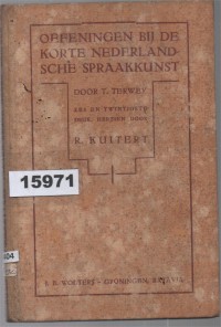 Image of Oefeningen bij de Korte Nederlandsche Spraakkunst; Latihan dalam Tata Bahasa Belanda Singkat