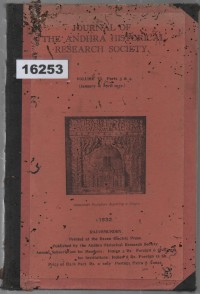 Image of Journal of the Andhra Historical Research Society ; Jurnal Masyarakat Penelitian Sejarah Andhra