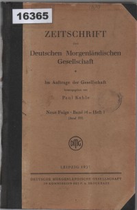 Image of Zeitschrift der Deutschen Morgenländischen Gesellschaft ; Jurnal Masyarakat Orientalis Jerman