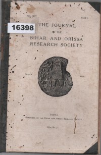 Image of The Journal of the Bihar and Orissa Research Society; Jurnal Masyarakat Penelitian Bihar dan Orissa