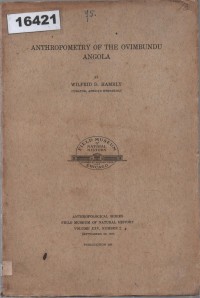 Image of Anthropometry of the Ovimbundu Angola ; Antropometri Suku Ovimbundu di Angola