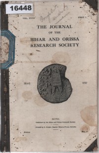 Image of The Journal of the Bihar and Orissa Research Society ; Jurnal Masyarakat Penelitian Bihar dan Orissa