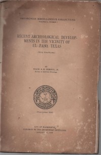 Image of Recent Archeological Developments in the Vicinity of El Paso, Texas; Perkembangan Arkeologi Terkini di Sekitar El Paso, Texas