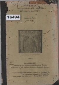 Image of Journal of the Andhra Historical Research Society; Jurnal Masyarakat Penelitian Sejarah Andhra