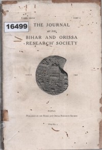 Image of The Journal of the Bihar and Orissa Research Society; Jurnal Masyarakat Penelitian Bihar dan Orissa