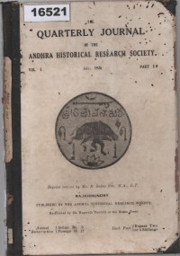 Image of The Quarterly Journal of the Andhra Historical Research Society; Jurnal Triwulanan Masyarakat Penelitian Sejarah Andhra