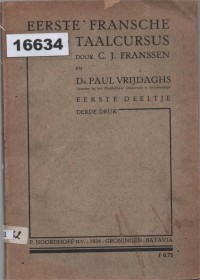 Image of Eerste Fransche Taalcursus ; Kursus Bahasa Prancis Pertama