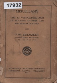 Image of Miscellany: Lees- en Vertaalboek voor de Hoogere Klassen van Middelbare Scholen; Kumpulan Bacaan dan Buku Terjemahan untuk Kelas Tinggi Sekolah Menengah