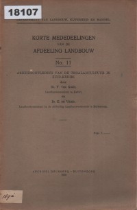 Image of Korte Mededeelingen van de Afdeling Landbouw No. 11 Arbeidsontleding van de Tegalancultuur in Zuid-Kediri; Laporan Singkat Departemen Pertanian No. 11: Analisis Pekerjaan dalam Budidaya Tegal di Kediri Selatan