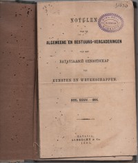 Image of Notulen van de Algemeene en Bestuurs-Vergaderingen van het Bataviaasch Genootschap van Kunsten en Wetenschappen, Deel XXXIV, 1896.; Catatan Rapat Umum dan Rapat Pengurus Perkumpulan Batavia untuk Seni dan Ilmu Pengetahuan, Jilid XXXIV, 1896.