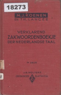 Image of Verklarend Zakwoordenboekje der Nederlandse Taal; Kamus Lengkap Bahasa Belanda