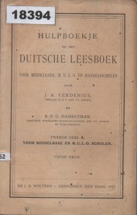 Image of Hulpboekje bij het Duitse Leesboek; Buku Panduan untuk Buku Bacaan Bahasa Jerman