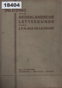Image of Inleiding tot de Nederlandsche Letterkunde; Pendahuluan untuk Sastra Belanda
