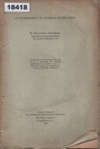 Image of An Experiment in Museum Instruction; Sebuah Eksperimen dalam Instruksi Museum