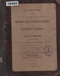 Image of Eindresumé van het besluit van den Gouverneur-Generaal van Nederlandsch-Indië van 24 Juli 1888 No. 8 bevelen Onderzoek naar de verplichte diensten der inlandsche bevolking op Java en Madoera (Governementslanden); Ringkasan Akhir Keputusan Gubernur Jenderal Hindia Belanda 24 Juli 1888 No. 8 mengenai Penelitian Tentang Kewajiban Pelayanan Penduduk Pribumi di Jawa dan Madura (Wilayah Pemerintahan)