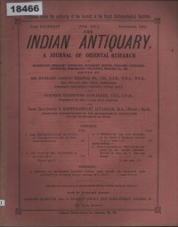 Image of The Indian Antiquary: A Journal of Oriental Research; Antikuitas India: Sebuah Jurnal Penelitian Oriental