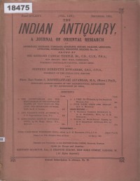 Image of The Indian Antiquary: A Journal of Oriental Research; Antikuitas India: Jurnal Penelitian Oriental