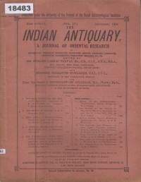 Image of The Indian Antiquary: A Journal of Oriental Research;  Antikuitas India: Jurnal Penelitian Oriental