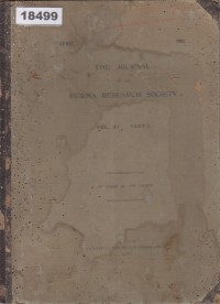 Image of The Journal of the Burma Research Society; Jurnal Masyarakat Penelitian Burma