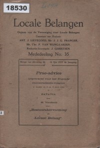 Image of Locale Belangen: Orgaan van de Vereeniging voor Locale Belangen; Kepentingan Lokal: Organ dari Asosiasi untuk Kepentingan Lokal