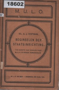 Image of M.U.L.O. Beginselen der Staatsinrichting; M.U.L.O. Prinsip-Prinsip Pemerintahan Negara