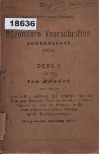 Image of Bijzondere Voorschriften Zomerdienst 1914; Peraturan Khusus Layanan Musim Panas 1914
