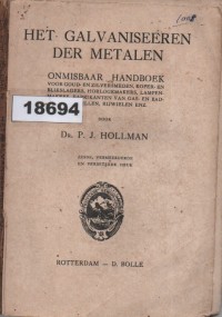 Image of Het Galvaniseeren Der Metalen; Galvanisasi Logam
