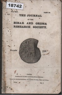 Image of The Journal of the Bihar and Orissa Research Society; Jurnal Masyarakat Penelitian Bihar dan Orissa