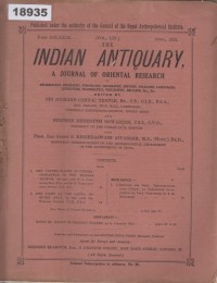 Image of The Indian Antiquary, A Journal of Oriental Research; Antikuitas India, Jurnal Penelitian Oriental