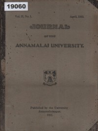 Image of Journal of the Annamalai University; Jurnal Universitas Annamalai