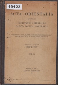 Image of Acta Orientalia; indakan Orientalis