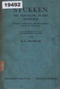 Image of Stukken ter Vertaling in het Engelsch; Bagian-Bagian untuk Penerjemahan dalam Bahasa Inggris