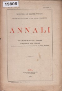 Image of Annali: Utilizzazione delle Acque – Idrografia – Concessioni di Acque Pubbliche; Annali: Pemanfaatan Air – Hidrografi – Konsesi Air Publik