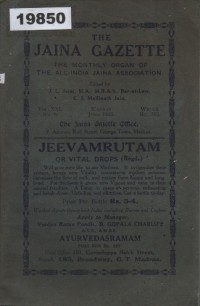 Image of The Jaina Gazette: The Monthly Organ of The All-India Jaina Association; The Jaina Gazette: Koran Bulanan Asosiasi Jaina Seluruh India
